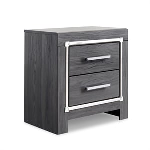 Bowery Hill Contemporary 2 Drawer Nightstand with USB in Gray