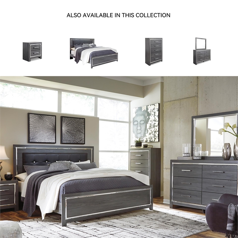 Bowery Hill Contemporary 2 Drawer Nightstand with USB in Gray