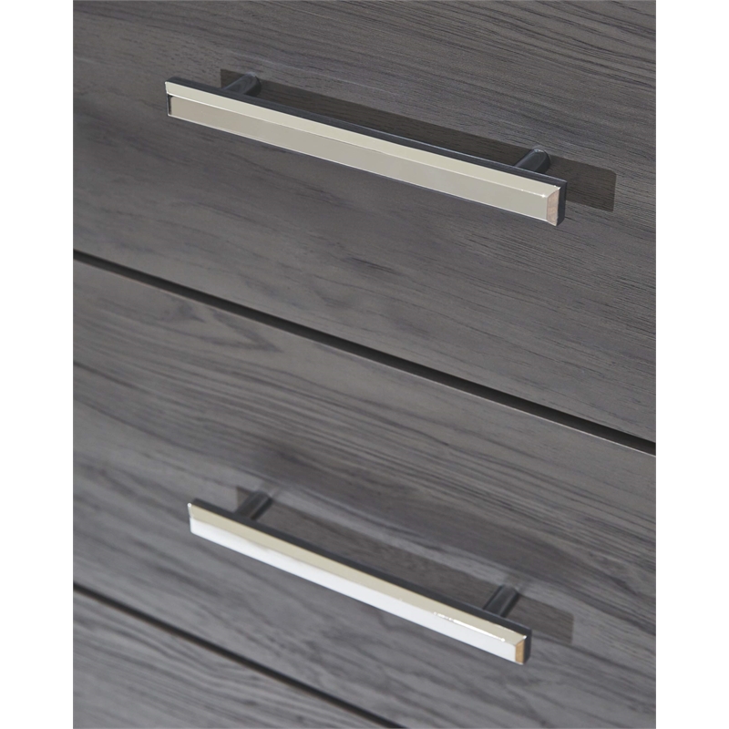 Bowery Hill Contemporary 2 Drawer Nightstand with USB in Gray