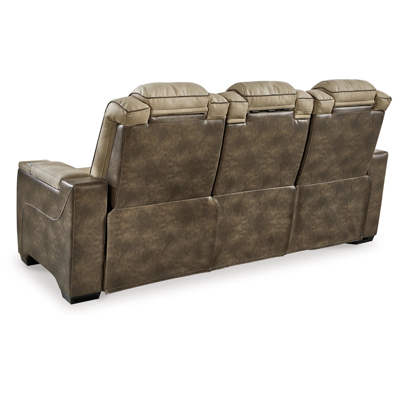 Bowery Hill Modern Faux Leather Power Reclining Sofa in Brown