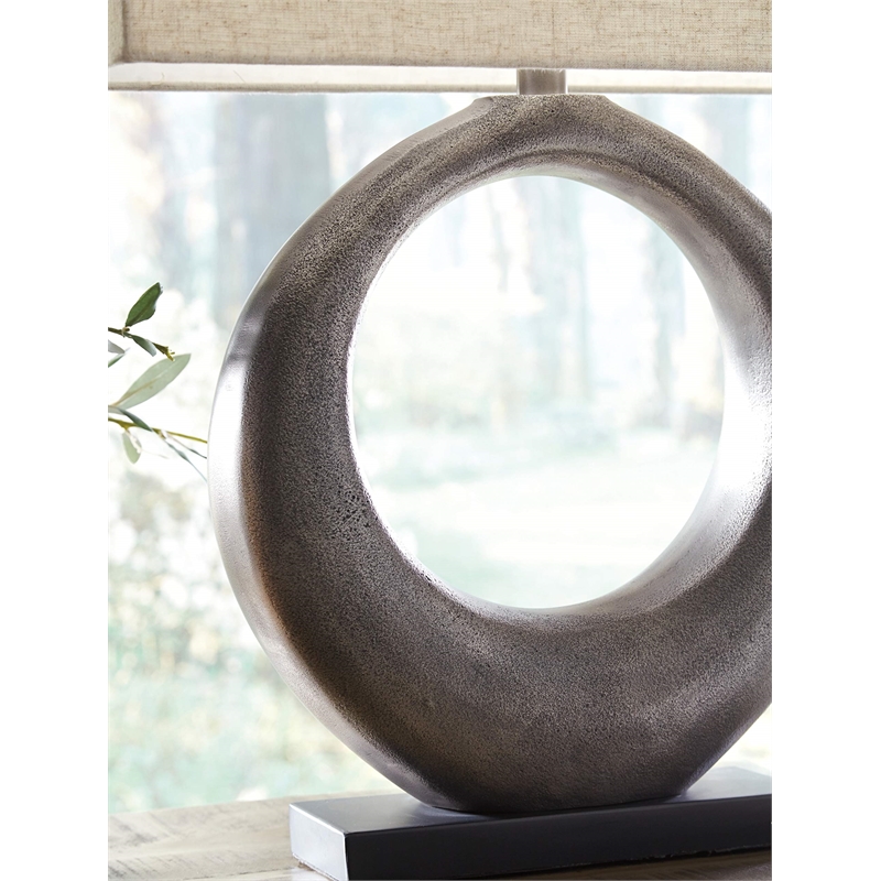 Bowery Hill Contemporary Aluminum Table Lamp in Antique Silver