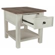 Bowery Hill Solid Wood Antique White End Table Rectangular USB Port 23
