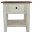 Bowery Hill Solid Wood Antique White End Table Rectangular USB Port 23