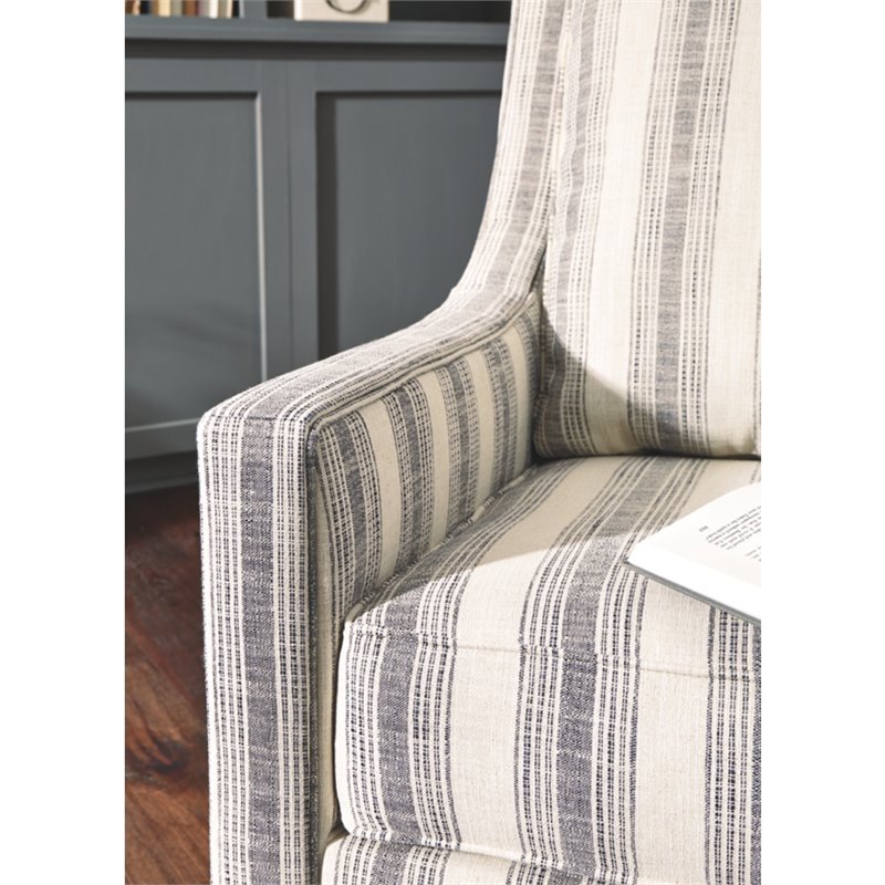 Bowery Hill Modern Swivel Glider Accent Chair in Ivory and Black