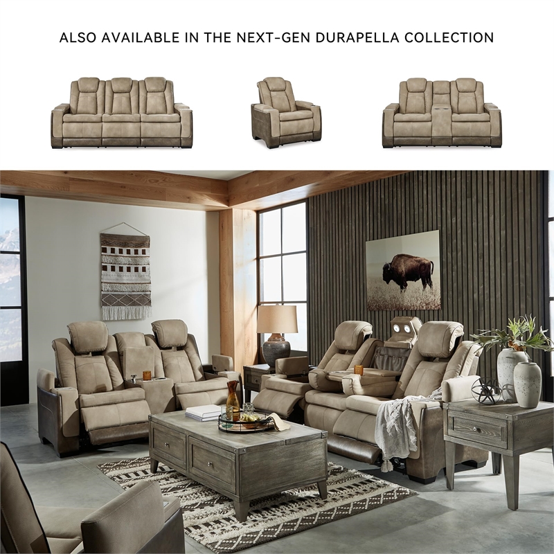 Bowery Hill Contemporary Faux Leather Reclining Loveseat in Brown