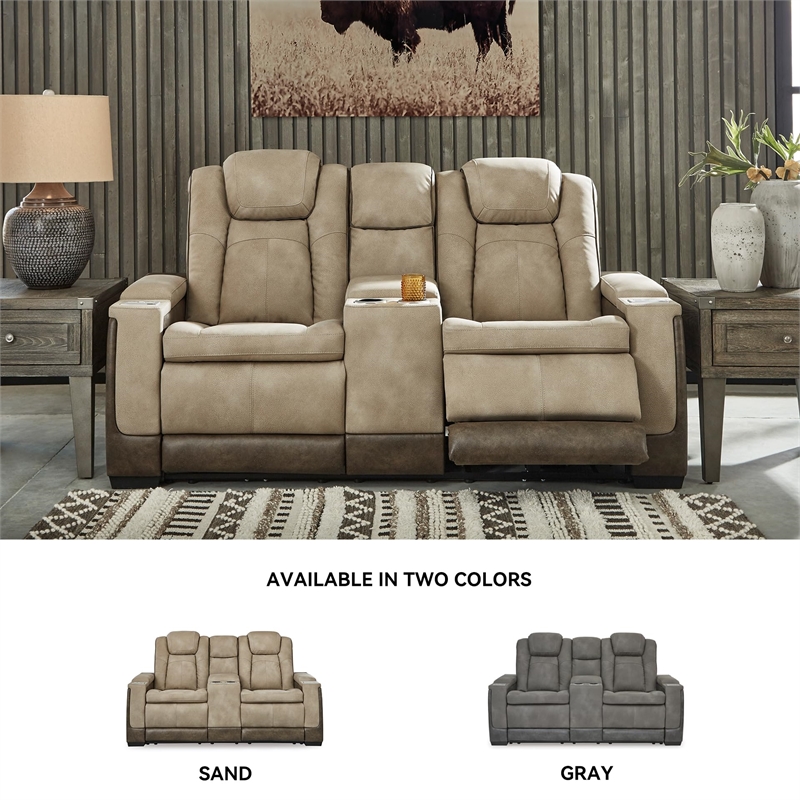 Bowery Hill Contemporary Faux Leather Reclining Loveseat in Brown
