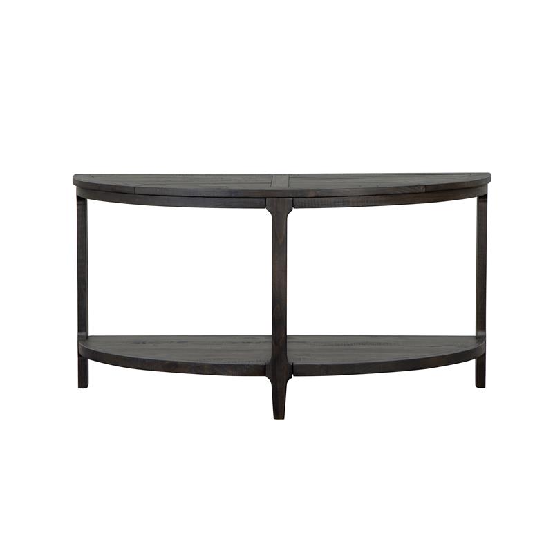 Bowery Hill Pine Veneer Black Sofa Table Oval Unassembled
