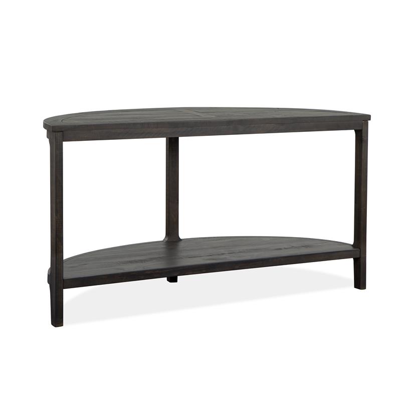 Bowery Hill Pine Veneer Black Sofa Table Oval Unassembled
