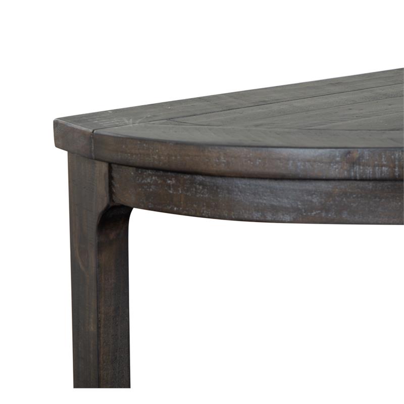Bowery Hill Pine Veneer Black Sofa Table Oval Unassembled