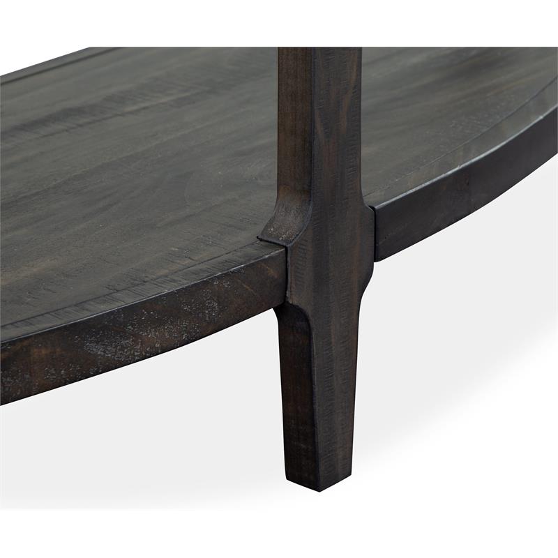 Bowery Hill Pine Veneer Black Sofa Table Oval Unassembled