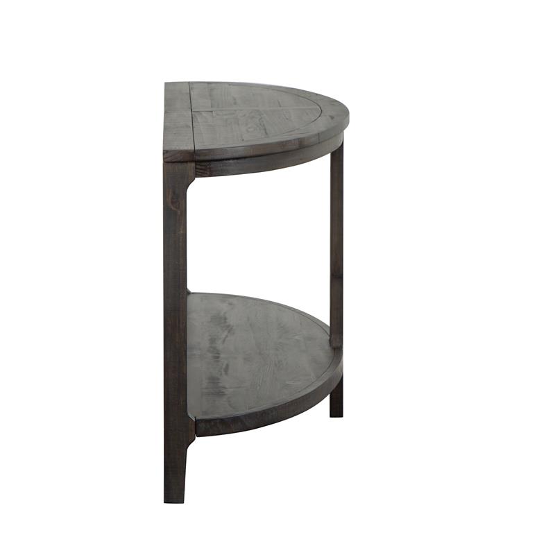 Bowery Hill Pine Veneer Black Sofa Table Oval Unassembled
