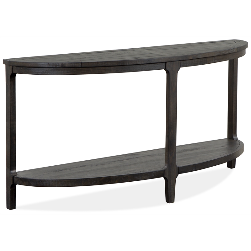 Bowery Hill Pine Veneer Black Sofa Table Oval Unassembled