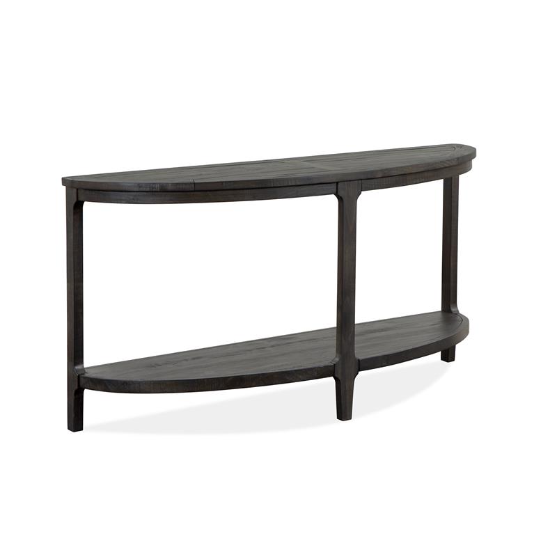 Bowery Hill Pine Veneer Black Sofa Table Oval Unassembled
