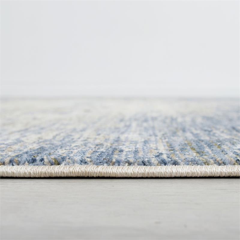 Bowery Hill Contemporary Fabric 5'x7' Area Rug in Blue Finish