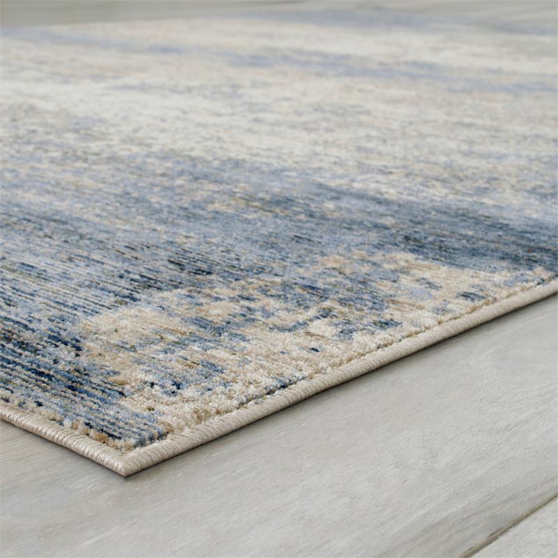 Bowery Hill Contemporary Fabric 5'x7' Area Rug in Blue Finish