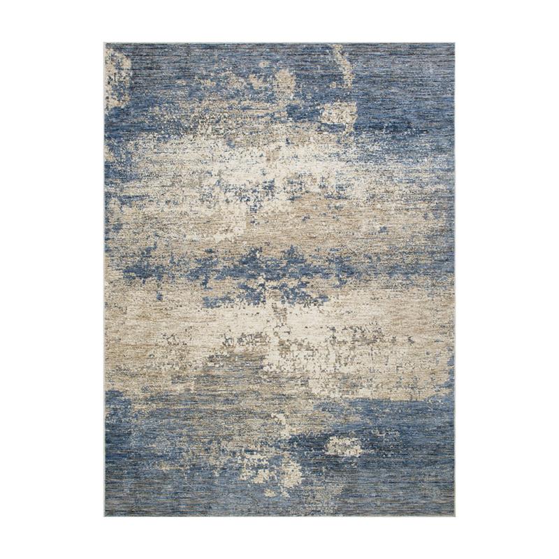 Bowery Hill Contemporary Fabric 5'x7' Area Rug in Blue Finish