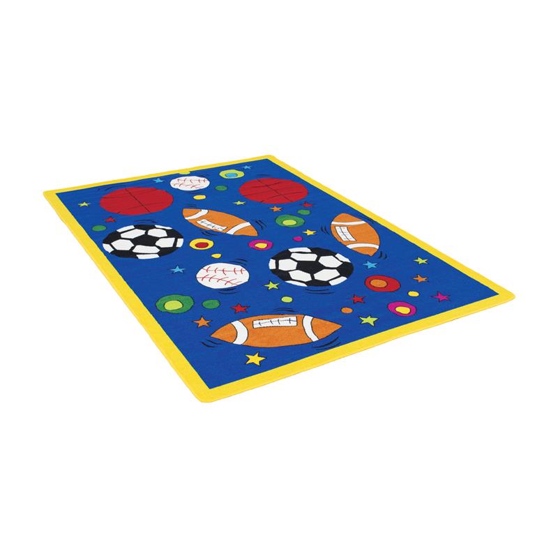 Bowery Hill Modern Fabric Sports Balls Multi-Color 5'x7' Area Rug