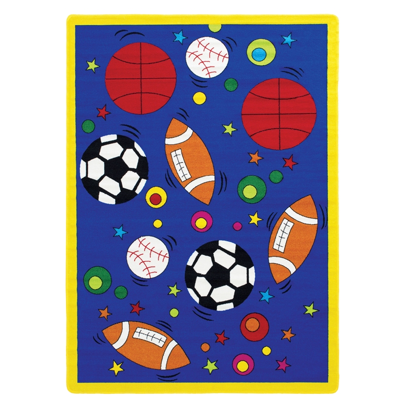 Bowery Hill Modern Fabric Sports Balls Multi-Color 5'x7' Area Rug
