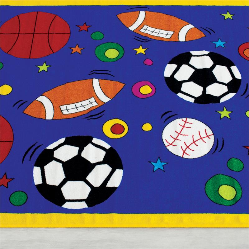 Bowery Hill Modern Fabric Sports Balls Multi-Color 5'x7' Area Rug