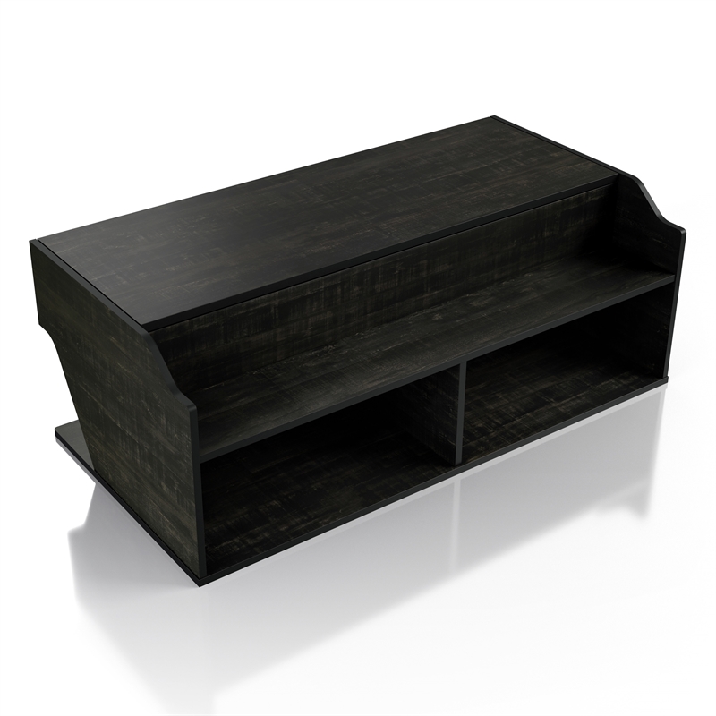 Bowery Hill Contemporary Wood Lift-Top Coffee Table in Black