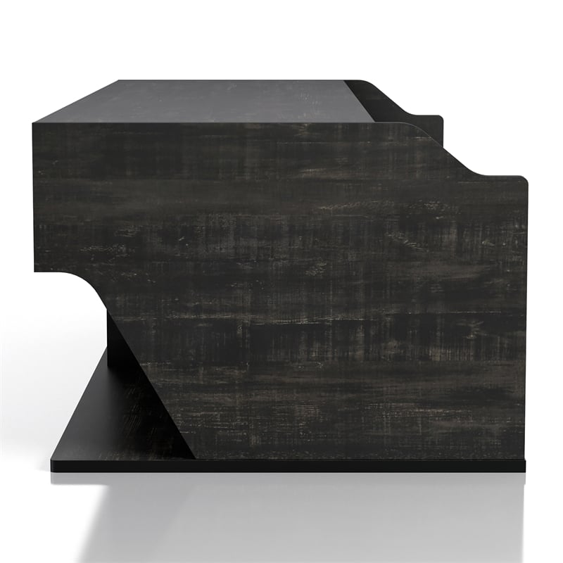 Bowery Hill Contemporary Wood Lift-Top Coffee Table in Black