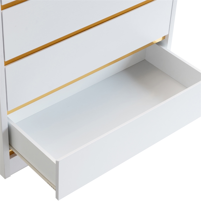 Bowery Hill Contemporary Modern Wood 5-Drawer Chest in White