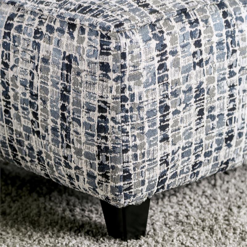 Bowery Hill Modern Fabric Rectangular Ottoman in Bluish Gray