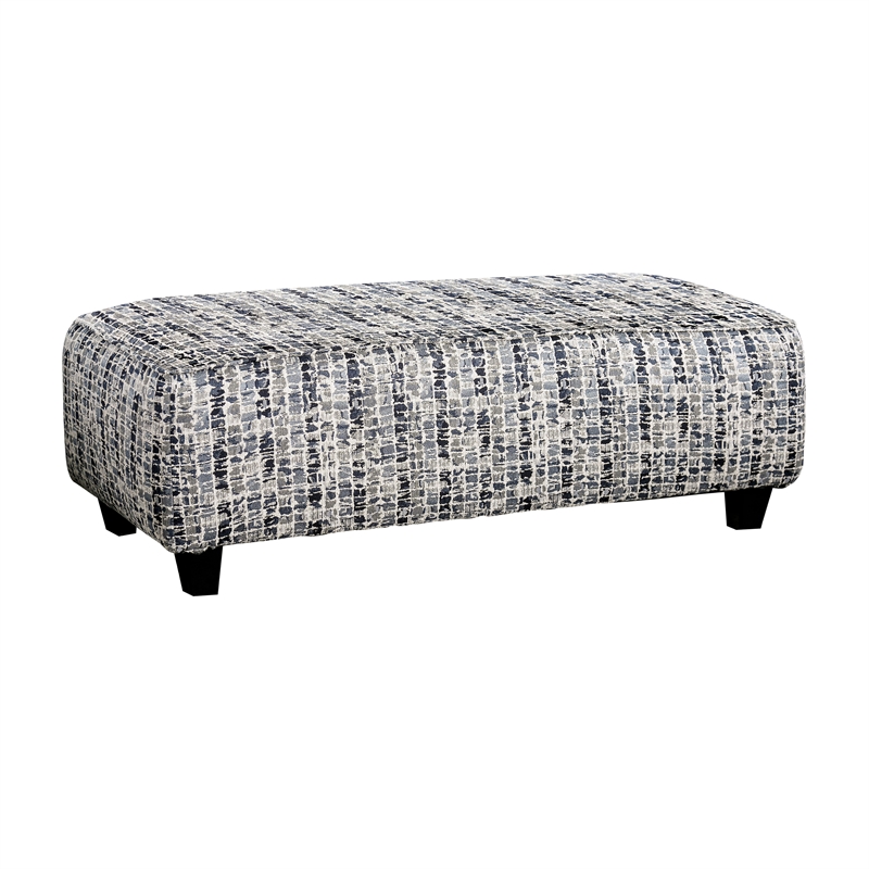 Bowery Hill Modern Fabric Rectangular Ottoman in Bluish Gray