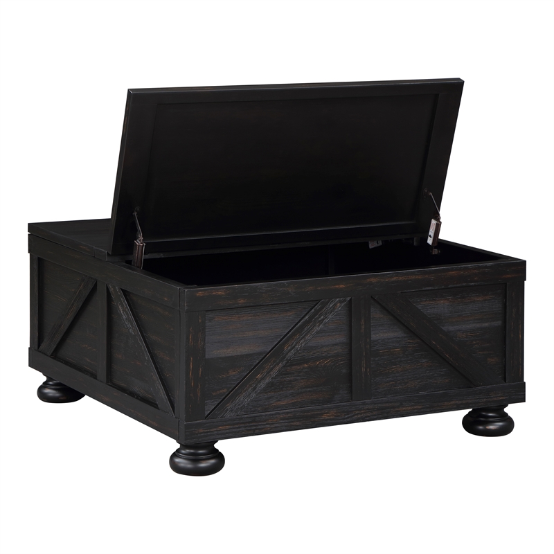 Bowery Hill Modern Wood Hidden Storage Coffee Table in Black