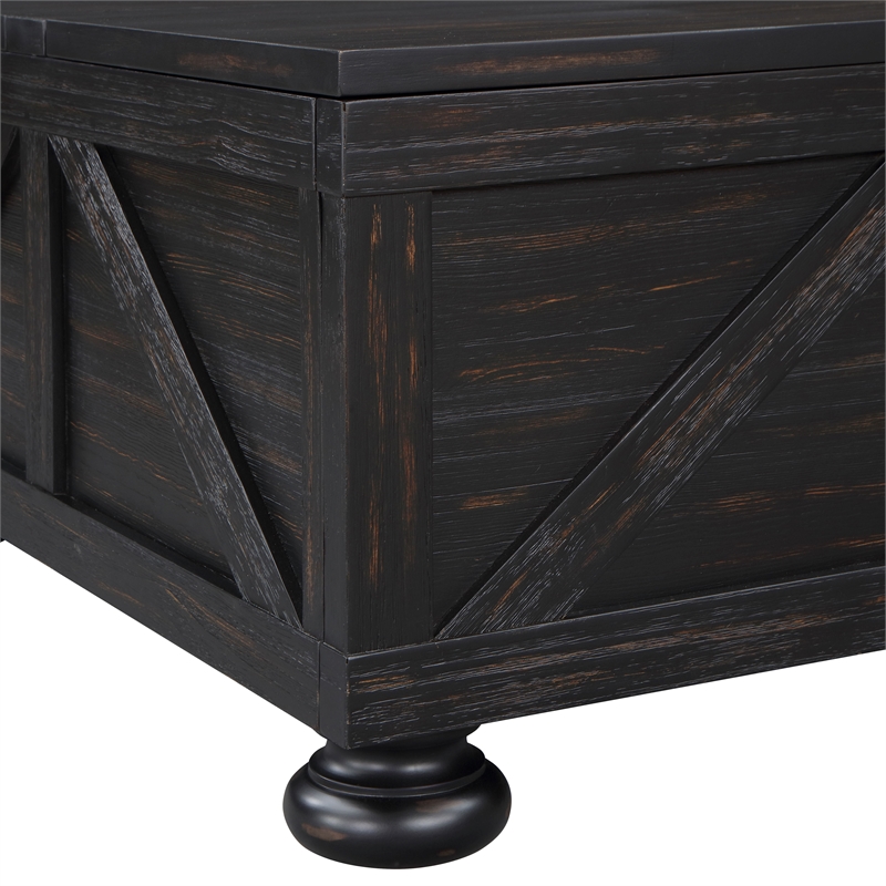 Bowery Hill Modern Wood Hidden Storage Coffee Table in Black