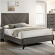 Bowery Hill Modern Chevron Pattern Wood Panel King Bed in Gray