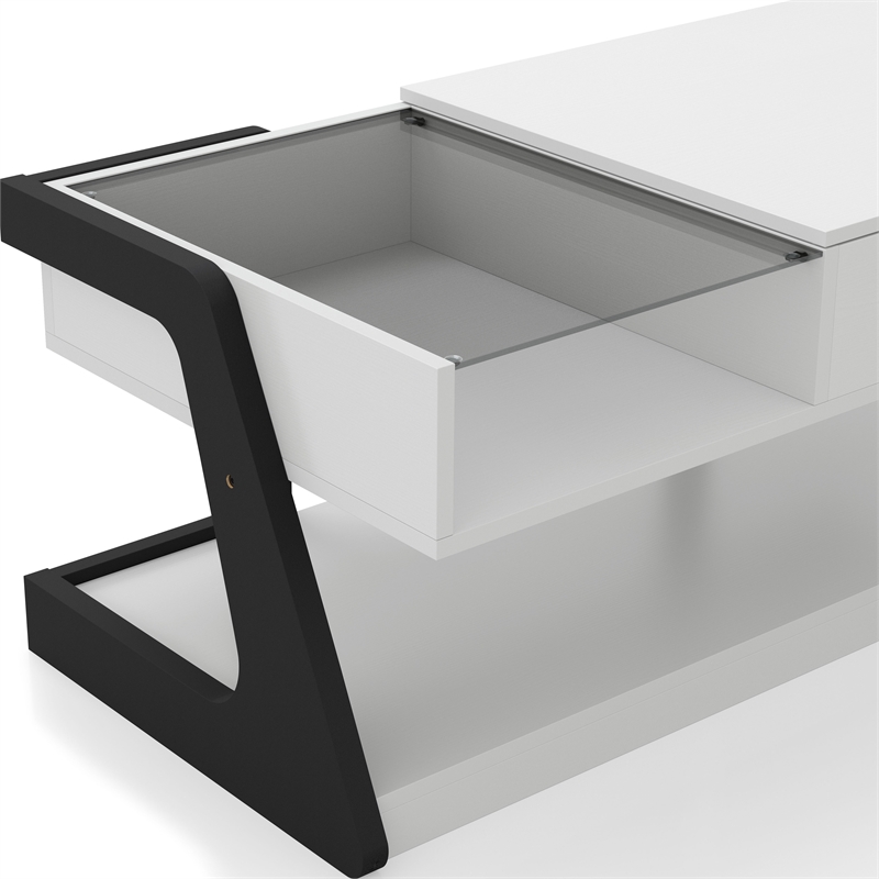 Bowery Hill Modern Wood Lift-Top Storage Coffee Table in White