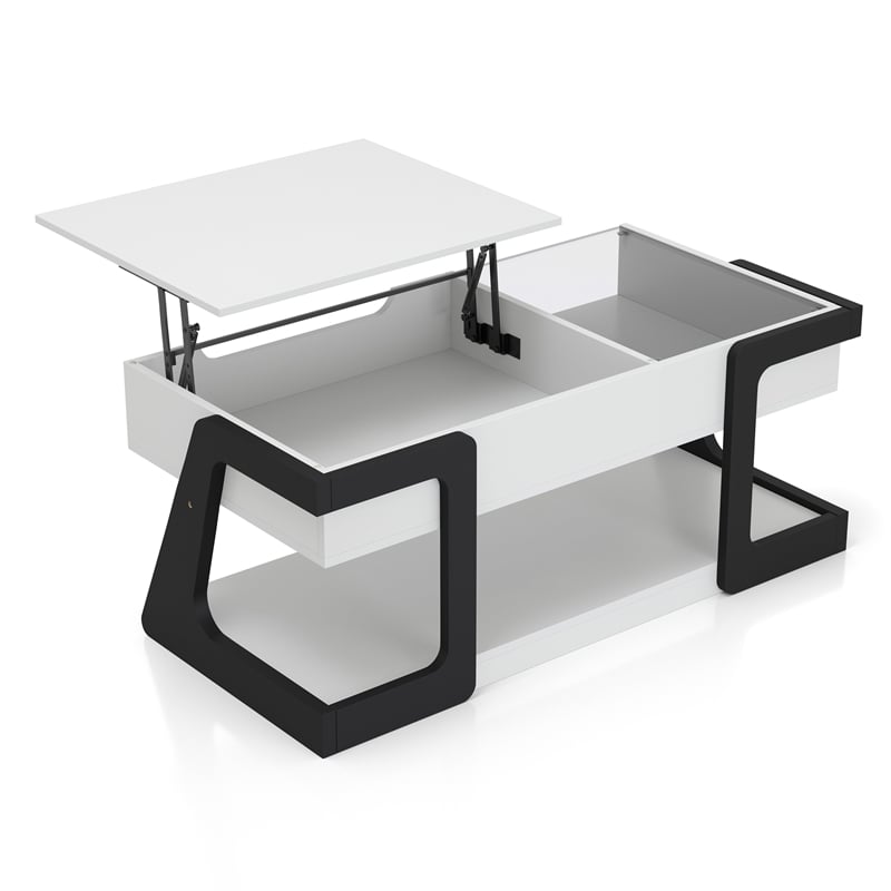 Bowery Hill Modern Wood Lift-Top Storage Coffee Table in White