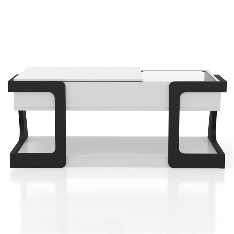 Bowery Hill Modern Wood Lift-Top Storage Coffee Table in White