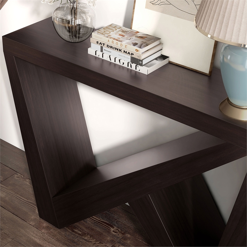 Bowery Hill Modern Wood W-Shaped Legs Console Table in Red Cocoa