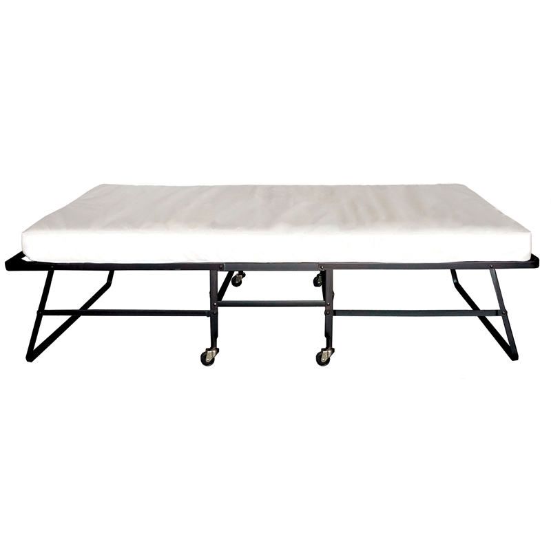 Bowery Hill Black Metal 30-Inch Rollaway Bed Frame with Mattress