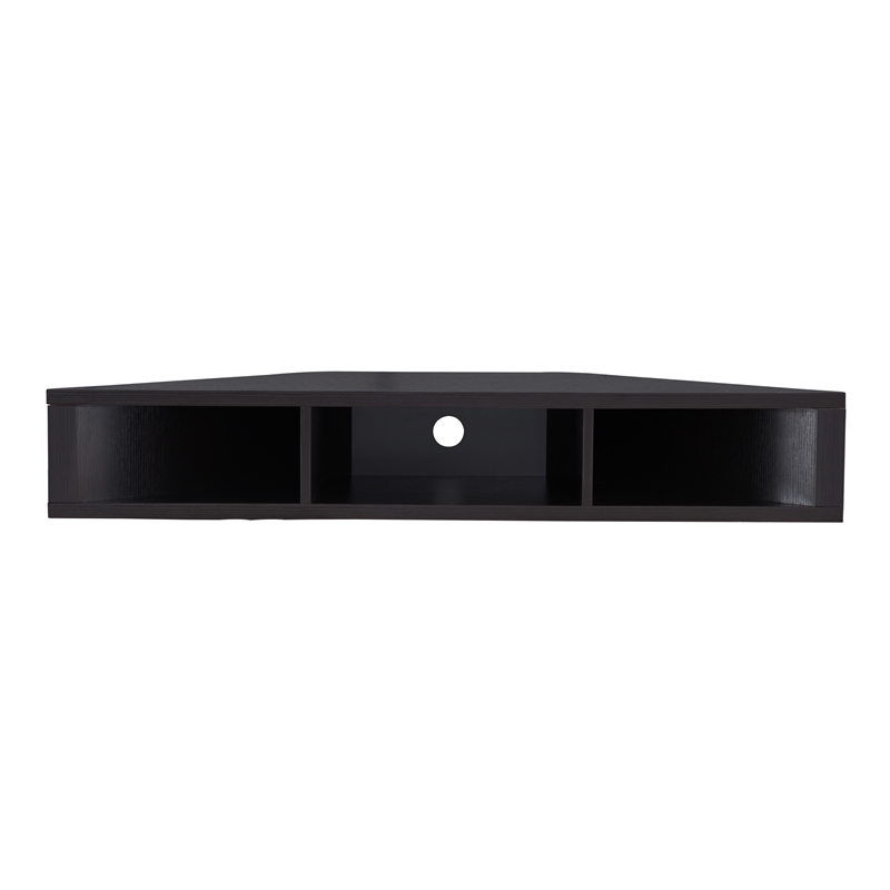Bowery Hill Wood Cappuccino Corner Floating TV Stand Unassembled