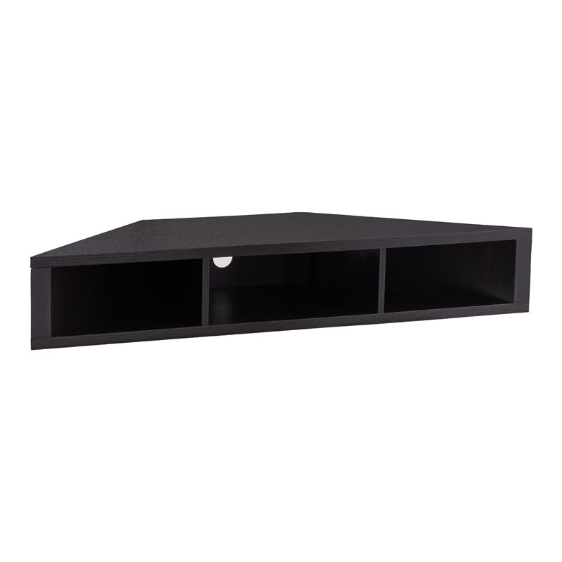 Bowery Hill Wood Cappuccino Corner Floating TV Stand Unassembled