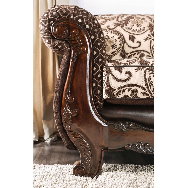 Bowery Hill Contemporary Faux Leather 2-Piece Sofa Set in Brown
