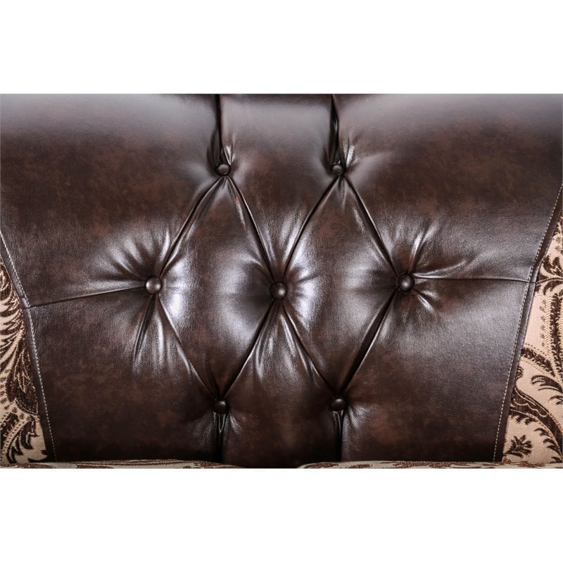 Bowery Hill Contemporary Faux Leather 2-Piece Sofa Set in Brown