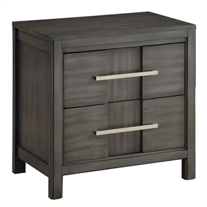 Bowery Hill Contemporary Solid Wood 2-Drawer Nightstand in Gray