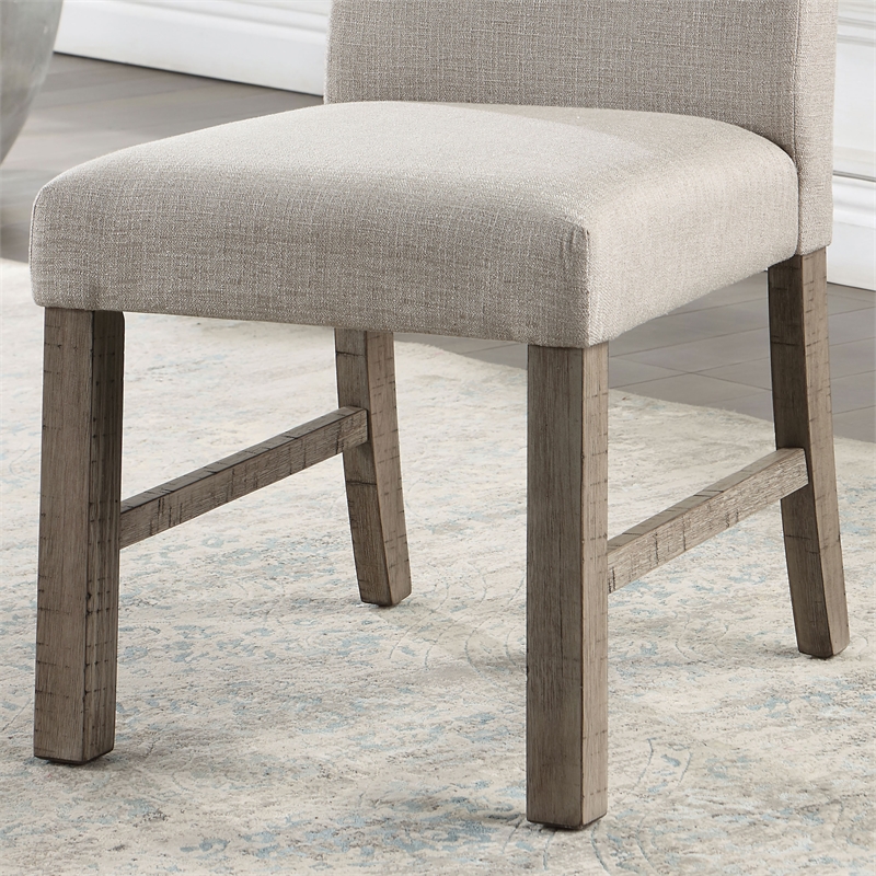 Bowery Hill Solid Wood Gray Dining Set Rectangular Built-In Leaf 84