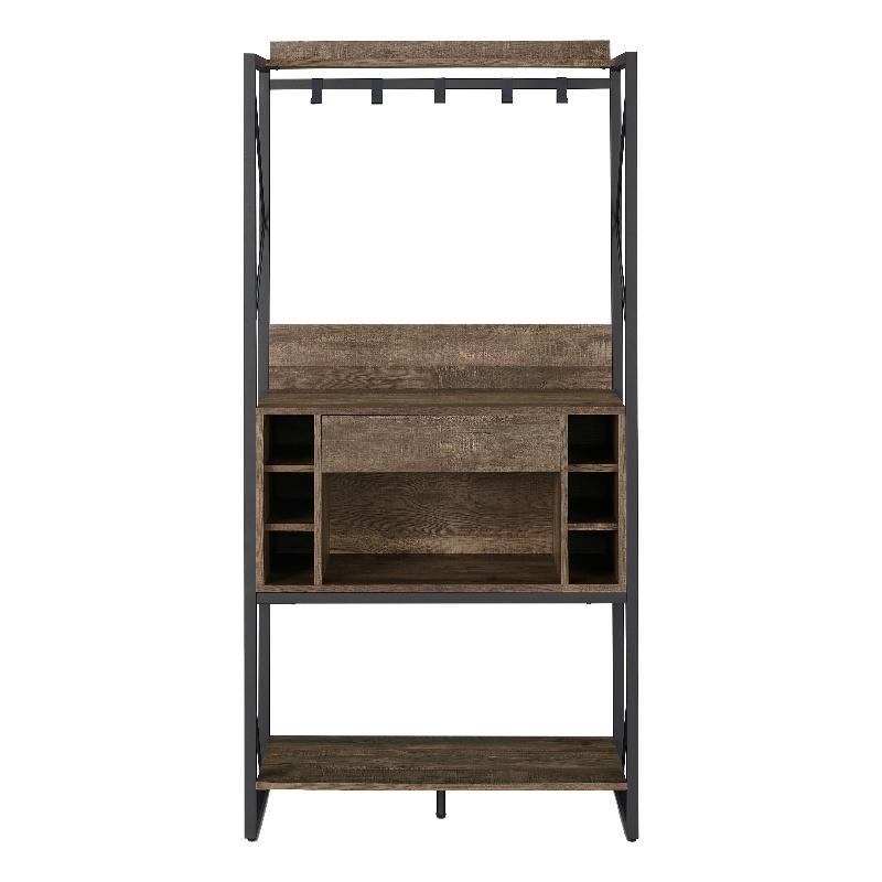 Bowery Hill Contemporary Wood Multi-Storage Baker's Rack in Oak