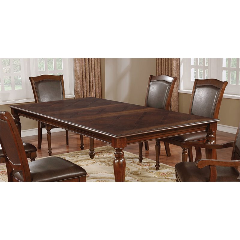 Bowery Hill Solid Wood Brown Cherry Dining Table Rectangular Extendable 84