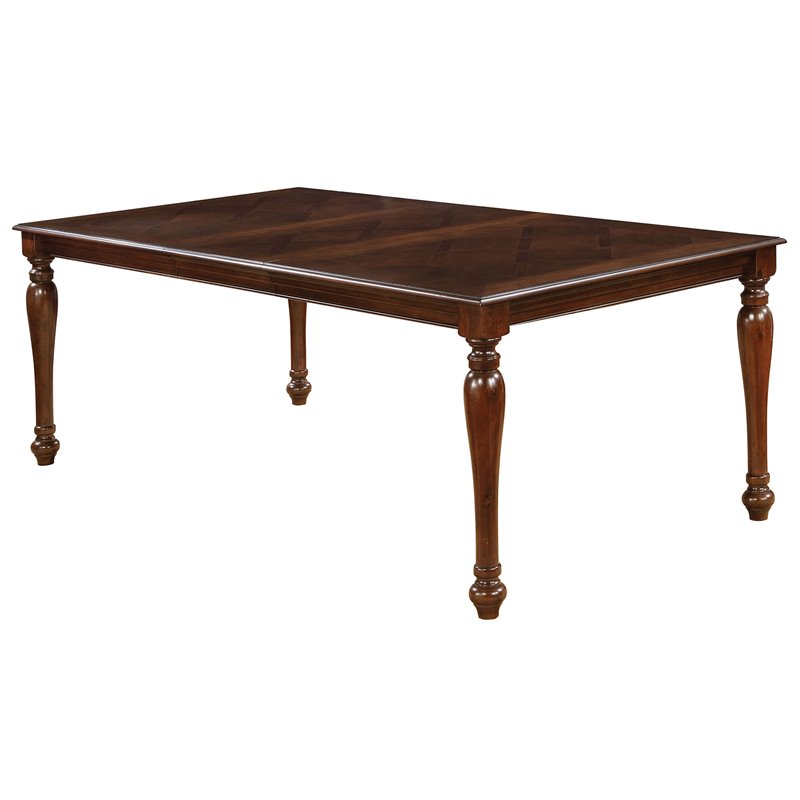 Bowery Hill Solid Wood Brown Cherry Dining Table Rectangular Extendable 84