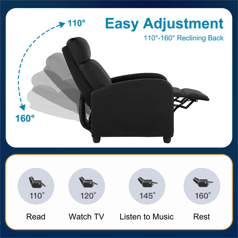 Bowery Hill Modern Faux Leather Massage Recliner Chair in Black