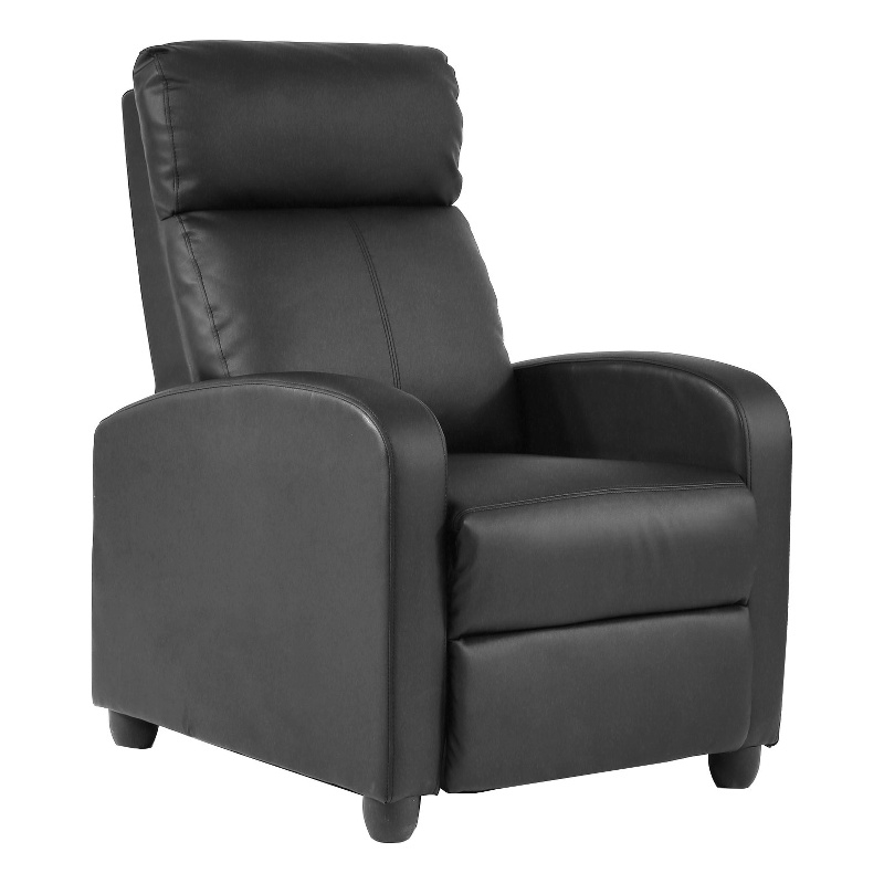 Bowery Hill Modern Faux Leather Massage Recliner Chair in Black