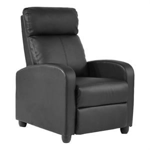 Bowery Hill Modern Faux Leather Massage Recliner Chair in Black