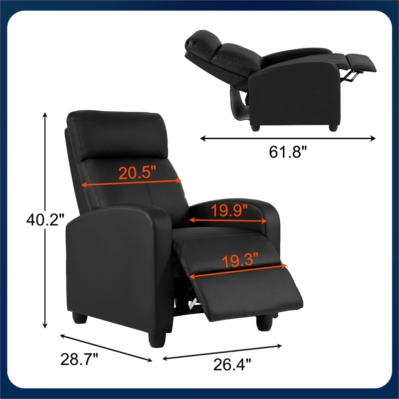 Bowery Hill Modern Faux Leather Massage Recliner Chair in Black