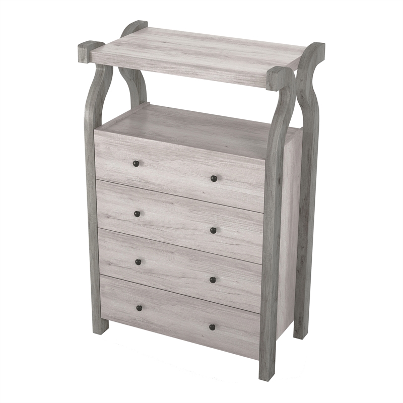 Bowery Hill Farmhouse Wood 4-Drawer Chest in Coastal White Finish